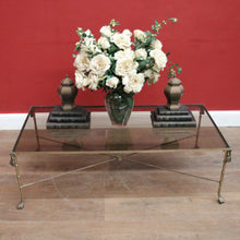 Load image into Gallery viewer, Vintage Glass and Brass Coffee Table with Bamboo-Style Legs and Tassel Detailing. B12596
