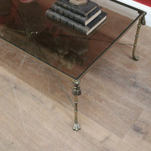 Load image into Gallery viewer, Vintage Glass and Brass Coffee Table with Bamboo-Style Legs and Tassel Detailing. B12596
