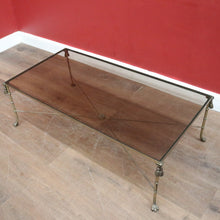 Load image into Gallery viewer, Vintage Glass and Brass Coffee Table with Bamboo-Style Legs and Tassel Detailing. B12596
