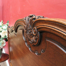 Load image into Gallery viewer, Antique French oak queen size bed frame with carved headboard. B13020
