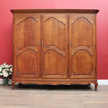 Load image into Gallery viewer, Antique French oak armoire or wardrobe with three doors and three keys. B12726
