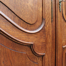 Load image into Gallery viewer, Antique French oak armoire or wardrobe with three doors and three keys. B12726

