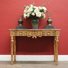 Load image into Gallery viewer, French Hall Table with Gilt Base and Rouge &amp; Cream Marble Top. B12599
