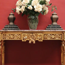 Load image into Gallery viewer, French Hall Table with Gilt Base and Rouge &amp; Cream Marble Top. B12599
