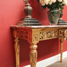 Load image into Gallery viewer, French Hall Table with Gilt Base and Rouge &amp; Cream Marble Top. B12599
