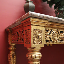 Load image into Gallery viewer, French Hall Table with Gilt Base and Rouge &amp; Cream Marble Top. B12599
