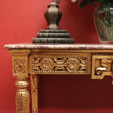 Load image into Gallery viewer, French Hall Table with Gilt Base and Rouge &amp; Cream Marble Top. B12599
