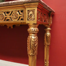 Load image into Gallery viewer, French Hall Table with Gilt Base and Rouge &amp; Cream Marble Top. B12599
