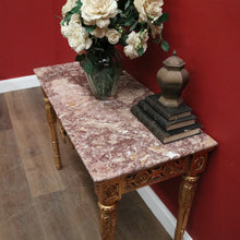 Load image into Gallery viewer, French Hall Table with Gilt Base and Rouge &amp; Cream Marble Top. B12599
