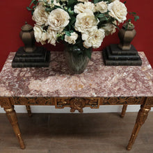 Load image into Gallery viewer, French Hall Table with Gilt Base and Rouge &amp; Cream Marble Top. B12599
