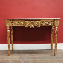 Load image into Gallery viewer, French Hall Table with Gilt Base and Rouge &amp; Cream Marble Top. B12599

