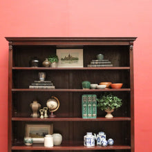 Load image into Gallery viewer, Vintage Australian Cedar Bookcase – Four Shelves, Three Drawers, Carved Detail. B12614
