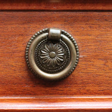 Load image into Gallery viewer, Vintage mahogany console Hall table with inverted curved front and brass handles. B12709
