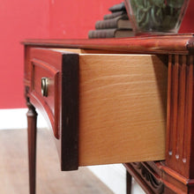 Load image into Gallery viewer, Vintage mahogany console Hall table with inverted curved front and brass handles. B12709
