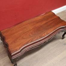 Load image into Gallery viewer, x SOLD Vintage Cedar Coffee Table – Shaped Top with Carved Legs, Elegant Design. B12610
