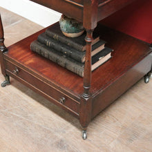 Load image into Gallery viewer, Antique English Mahogany Side Table – Two Tier with Drawer and Brass Castors. B12615
