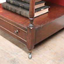 Load image into Gallery viewer, Antique English Mahogany Side Table – Two Tier with Drawer and Brass Castors. B12615
