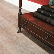 Load image into Gallery viewer, Antique English Mahogany Side Table – Two Tier with Drawer and Brass Castors. B12615
