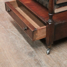 Load image into Gallery viewer, Antique English Mahogany Side Table – Two Tier with Drawer and Brass Castors. B12615
