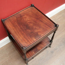Load image into Gallery viewer, Antique English Mahogany Side Table – Two Tier with Drawer and Brass Castors. B12615
