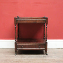 Load image into Gallery viewer, Antique English Mahogany Side Table – Two Tier with Drawer and Brass Castors. B12615
