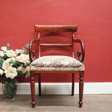 Load image into Gallery viewer, Antique English Mahogany Armchair – Scroll Arms, Turned Legs, Padded Seat. B12613
