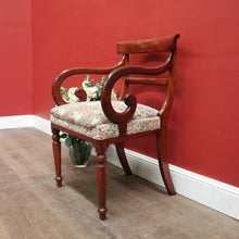 Load image into Gallery viewer, Antique English Mahogany Armchair – Scroll Arms, Turned Legs, Padded Seat. B12613
