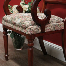 Load image into Gallery viewer, Antique English Mahogany Armchair – Scroll Arms, Turned Legs, Padded Seat. B12613
