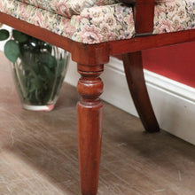 Load image into Gallery viewer, Antique English Mahogany Armchair – Scroll Arms, Turned Legs, Padded Seat. B12613
