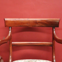 Load image into Gallery viewer, Antique English Mahogany Armchair – Scroll Arms, Turned Legs, Padded Seat. B12613
