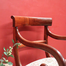 Load image into Gallery viewer, Antique English Mahogany Armchair – Scroll Arms, Turned Legs, Padded Seat. B12613
