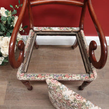 Load image into Gallery viewer, Antique English Mahogany Armchair – Scroll Arms, Turned Legs, Padded Seat. B12613
