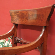 Load image into Gallery viewer, Antique English Mahogany Armchair – Scroll Arms, Turned Legs, Padded Seat. B12612
