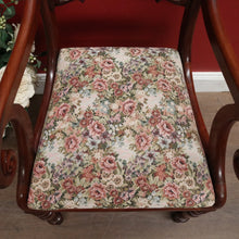 Load image into Gallery viewer, Antique English Mahogany Armchair – Scroll Arms, Turned Legs, Padded Seat. B12612
