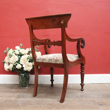 Load image into Gallery viewer, Antique English Mahogany Armchair – Scroll Arms, Turned Legs, Padded Seat. B12612
