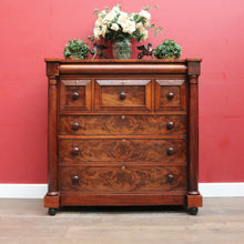 Load image into Gallery viewer, English mahogany chest of drawers with hidden compartments and original handles. B12669
