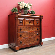 Load image into Gallery viewer, English mahogany chest of drawers with hidden compartments and original handles. B12669

