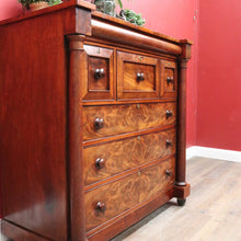 Load image into Gallery viewer, English mahogany chest of drawers with hidden compartments and original handles. B12669
