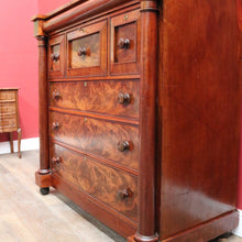Load image into Gallery viewer, English mahogany chest of drawers with hidden compartments and original handles. B12669

