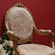 Load image into Gallery viewer, Pair of French Gilt Wood Armchairs with Medallion Backs and Tapestry Seats. B12623
