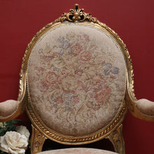 Load image into Gallery viewer, Pair of French Gilt Wood Armchairs with Medallion Backs and Tapestry Seats. B12623
