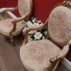 Load image into Gallery viewer, Pair of French Gilt Wood Armchairs with Medallion Backs and Tapestry Seats. B12623
