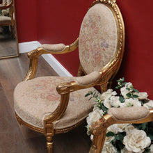 Load image into Gallery viewer, Pair of French Gilt Wood Armchairs with Medallion Backs and Tapestry Seats. B12623
