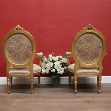 Load image into Gallery viewer, Pair of French Gilt Wood Armchairs with Medallion Backs and Tapestry Seats. B12623
