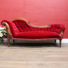 Load image into Gallery viewer, Antique English Mahogany Chaise Lounge with Tufted Button Back. B13030
