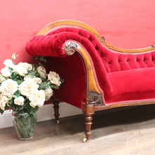 Load image into Gallery viewer, Antique English Mahogany Chaise Lounge with Tufted Button Back. B13030

