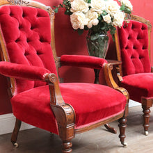 Load image into Gallery viewer, Antique English Grandfather and Grandmother Armchairs in Mahogany. B13031
