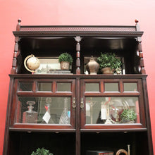 Load image into Gallery viewer, Antique Mahogany Display Cabinet with Fretwork, Drawers, and Glazed Doors. B12621
