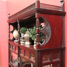 Load image into Gallery viewer, Antique Mahogany Display Cabinet with Fretwork, Drawers, and Glazed Doors. B12621
