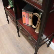 Load image into Gallery viewer, Antique Mahogany Display Cabinet with Fretwork, Drawers, and Glazed Doors. B12621
